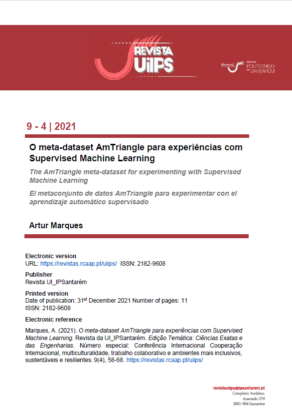 Capa: O meta-dataset AmTriangle para experiências com Supervised Machine Learning