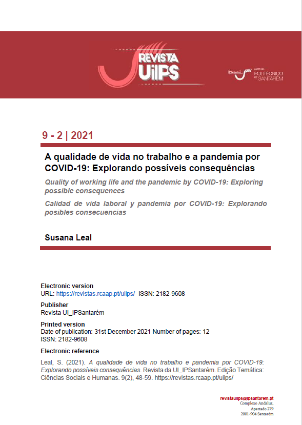 Capa: A qualidade de vida no trabalho e a pandemia por COVID-19: Explorando possíveis consequências