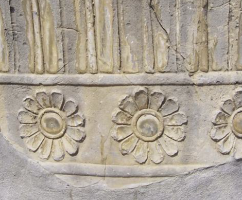 Close up to the Crown of one of the Lamassus at the Gate of Xerxes at Persepolis