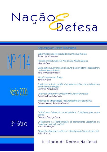 					Ver N.º 114 (2006): Segurança na África Subsariana
				